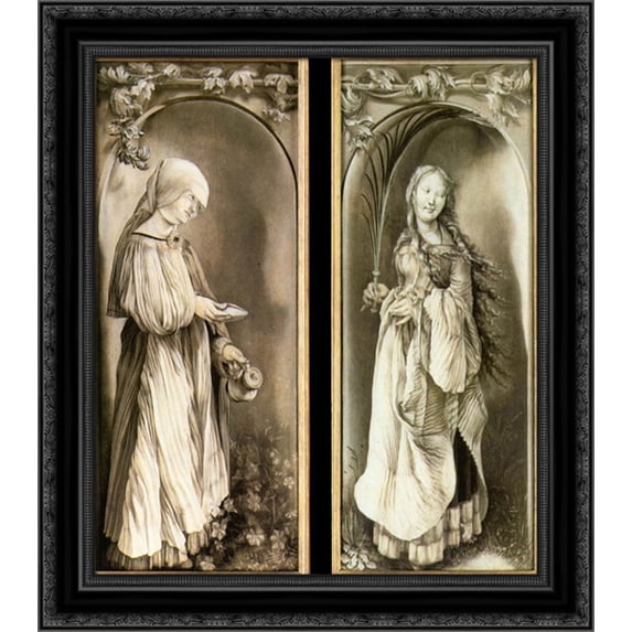 St Elizabeth and a Saint Woman with Palm 20x21 Black Ornate Wood Framed Canvas Art by Grunewald, Matthias