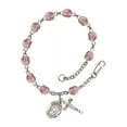thumbnail image 1 of St. Elizabeth of Hungary Silver Plate Rosary Bracelet 6mm June Light Purple Fire Polished Beads Crucifix 5/8 x 1/4 medal, 1 of 1