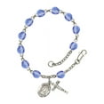 thumbnail image 1 of St. Elizabeth of Hungary Silver Plate Rosary Bracelet 6mm September Blue Fire Polished Beads Crucifix Size 5/8 x 1/4 medal, 1 of 1