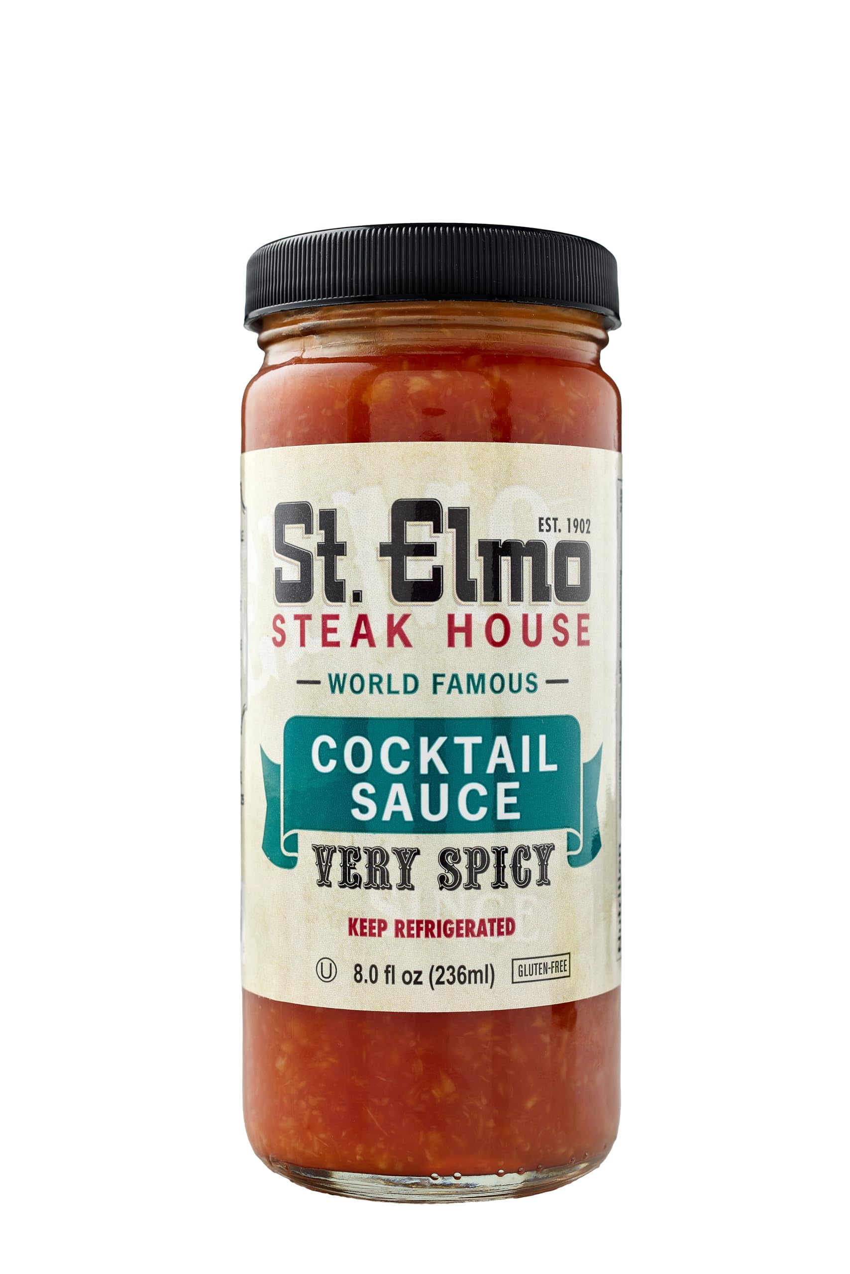 St. Elmo Cocktail Sauce, Extra Spicy AIS1Seafood Sauce and Cocktail Sauce for Shrimp, 8 Fl Oz