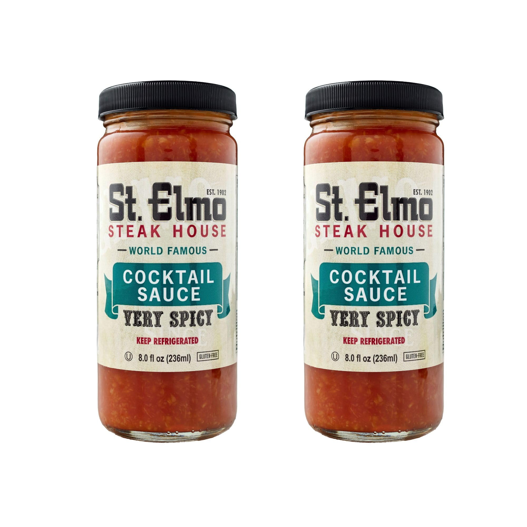 St. Elmo Cocktail Sauce, Extra Spicy BSL1Seafood Sauce and Cocktail Sauce for Shrimp, World Famous 8 Fl Oz (2 Pack)