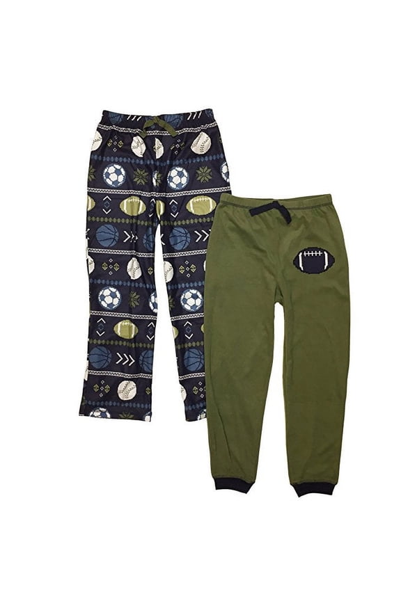 Boys' Sleep Pant 2-Pack Green/Blue Sports Theme (12) - NEW