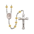 thumbnail image 1 of St. Fidelis Silver-Plated Rosary 6mm November Yellow Fire Polished Beads Crucifix Size 1 5/8 x 1 medal charm, 1 of 1
