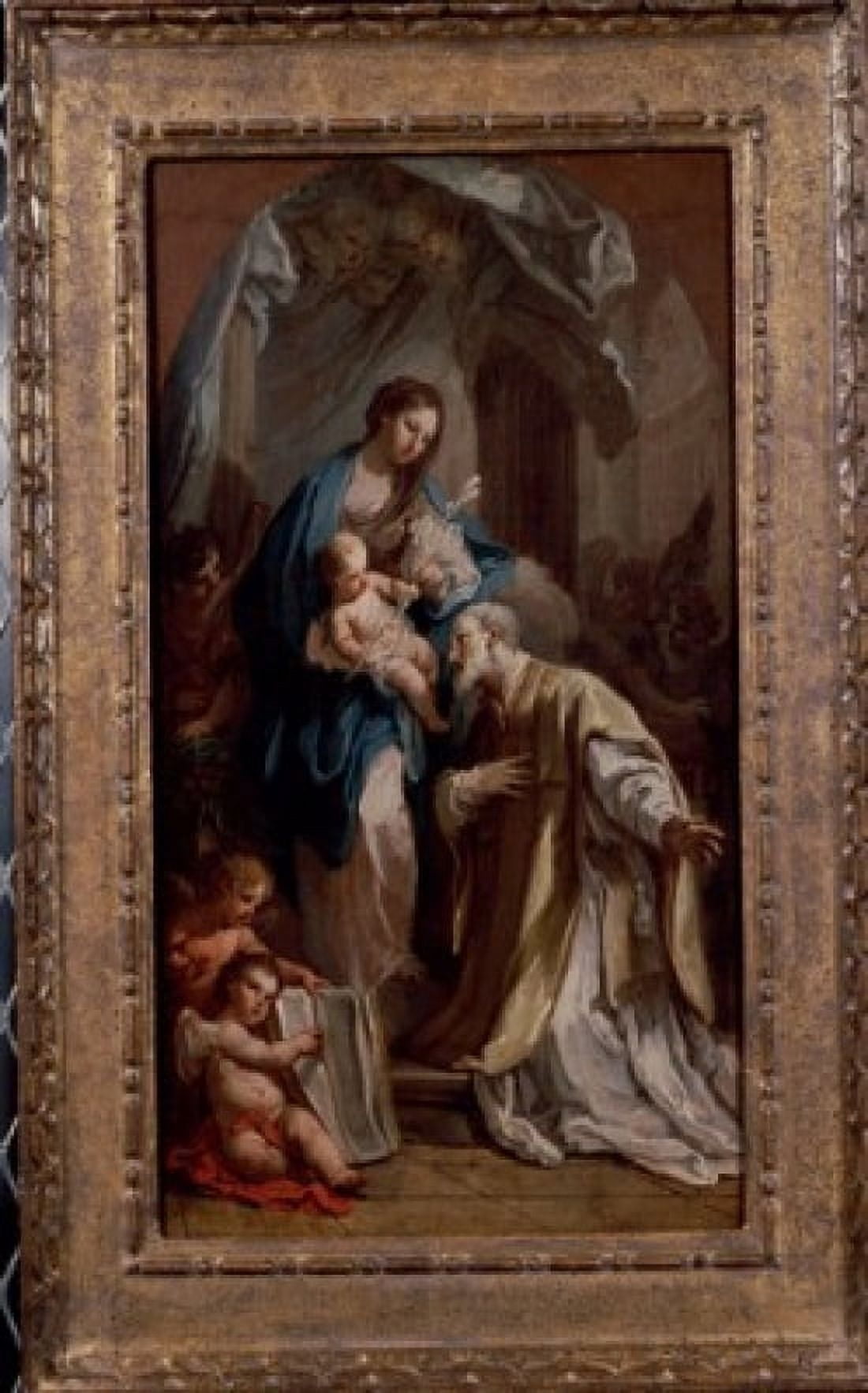 St Filippi Neri Adoring Virgin & Child Sebastiano Conca (1680-1764 Italian) Canvas Art - (24 x 36)
