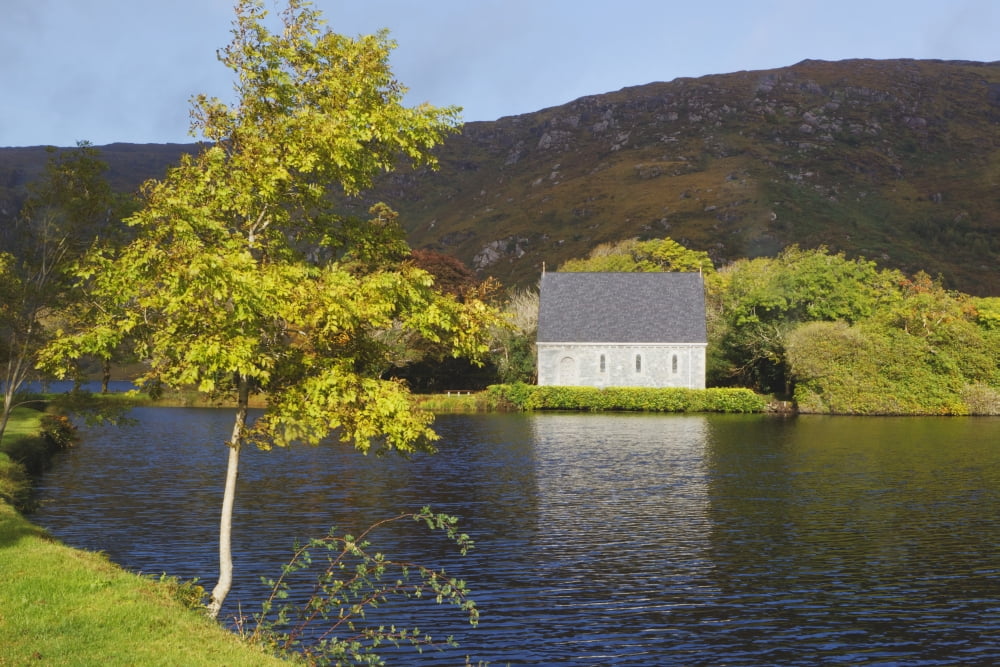 St Finbarres Oratory On Shore Of Gougane Barra Lake In Gougane Barra Forest Park County Cork Republic Of Ireland Canvas Art - Ken Welsh Design Pics (19 x 12)