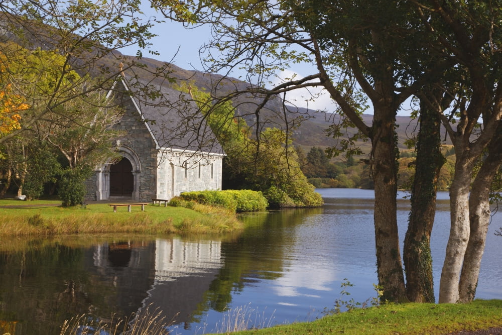 St Finbarres Oratory On Shore Of Gougane Barra Lake In Gougane Barra Forest Park County Cork Republic Of Ireland Canvas Art - Ken Welsh Design Pics (38 x 24)