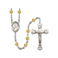 thumbnail image 1 of St. Finnian of Clonard Silver-Plated Rosary 6mm November Yellow Fire Polished Beads Crucifix Size 1 5/8 x 1 medal charm, 1 of 1