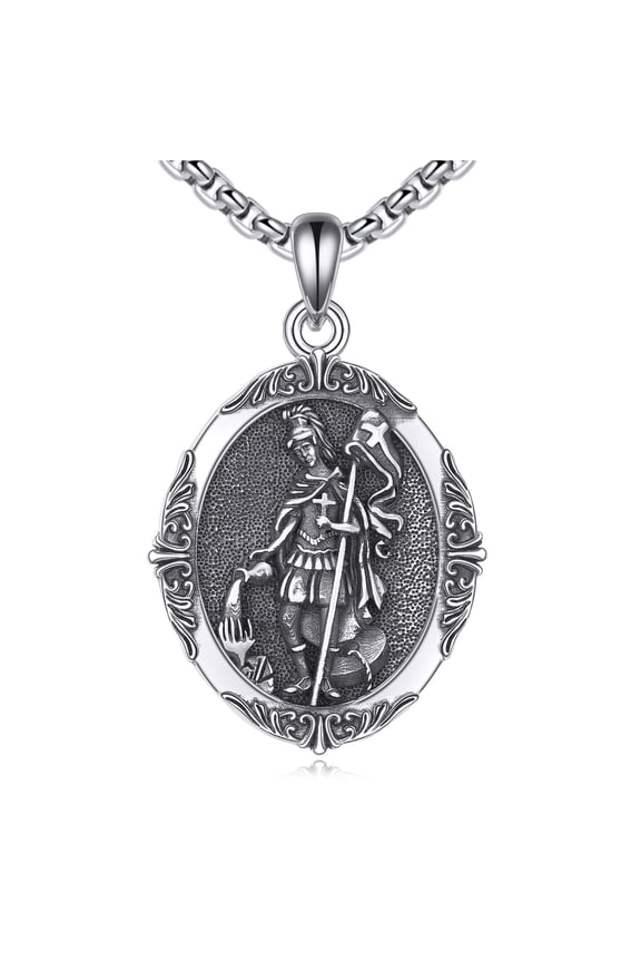 St Florian Firefighter Necklace 925 Sterling Silver Saint Florian Medal Religious Protector Pendant St Florian Firefighter Amulet Jewelry Gifts for Women Men