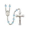 thumbnail image 1 of St. Frances of Rome Silver-Plated Rosary 6mm March Light Blue Fire Polished Beads Crucifix Size 1 5/8 x 1 medal charm, 1 of 1