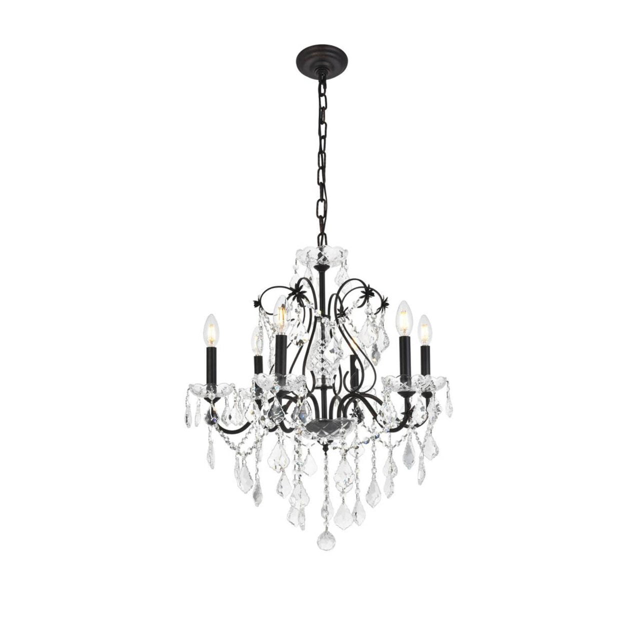 Elegant 24" Dark Bronze Chandelier with Clear Crystal Trim