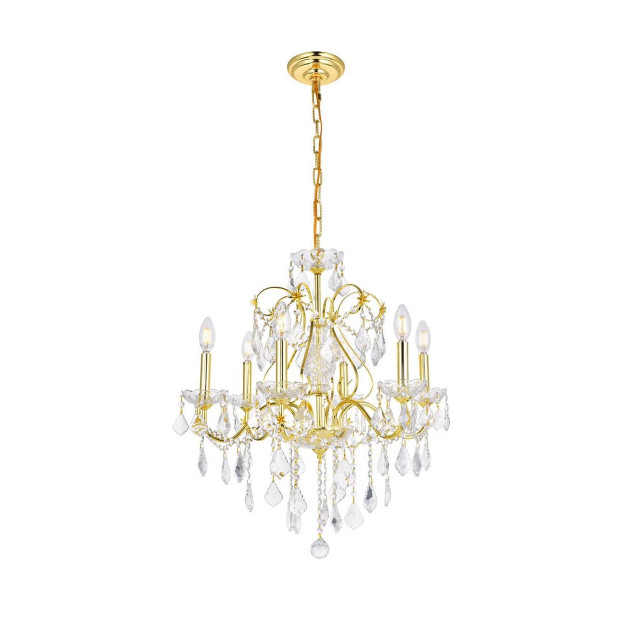 St. Francis 24" Gold Crystal 6-Light Chandelier