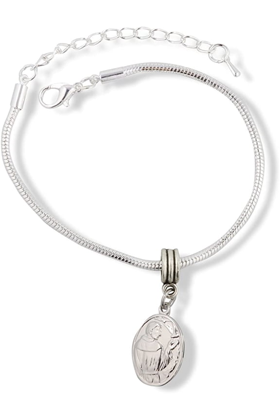 St Francis Bracelet | St Francis Jewelry Hypoallergenic Stainless Steel Snake Chain Charm Bracelet with a St Francis Charm also known as St Francis of Assisi Great St Francis of Assisi Gifts