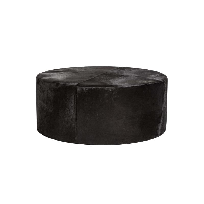 St Francis Large Ebony Leather Ottoman-Traditional Design