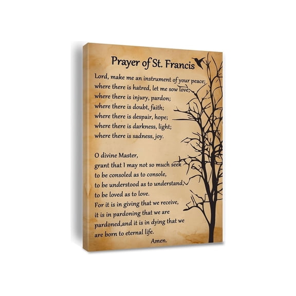 St Francis Peace Prayer Quote Canvas Wall Art Poster Christian Inspirational Gift for Home Office Church Decor