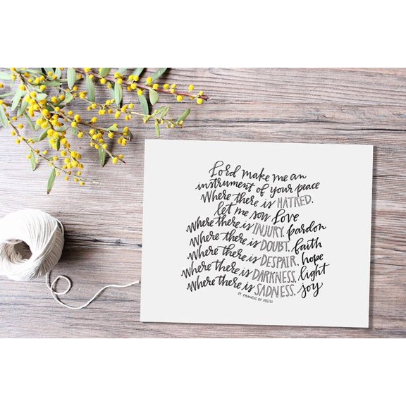 St Francis Prayer Art Print, Unframed Paper Poster 8x10in