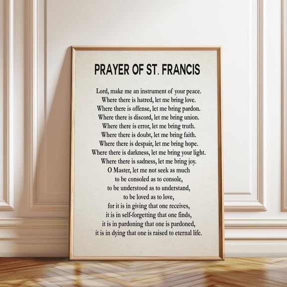 St. Francis Prayer Poster, Unframed Paper Poster 8x10in