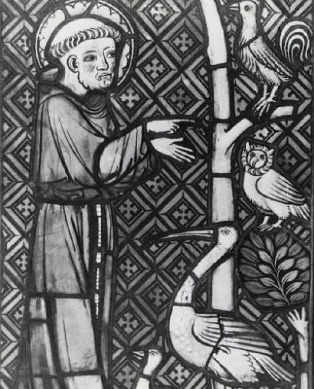 St Francis Preaching to the Birds 14th C Stained Glass Canvas Art - (18 x 24)