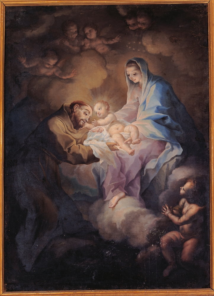 St Francis Receives The Child By Madonna Canvas Art - (24 x 36)