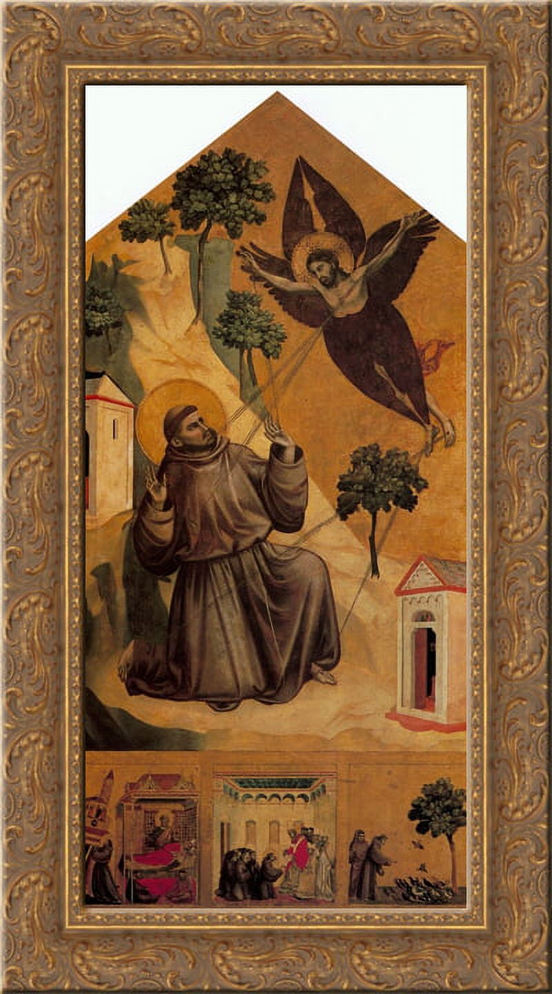 St. Francis Receiving the Stigmata 24x14 Gold Ornate Wood Framed Canvas ...