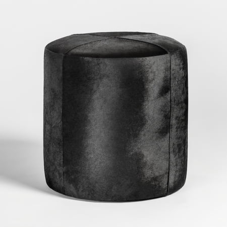 St Francis Small Leather Ottoman in Rich Ebony Hide