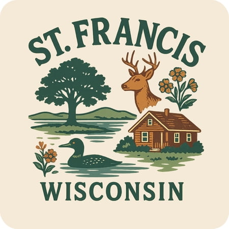 St. Francis Wisconsin Keepsakes Souvenir Vinyl Sticker – Destination Travel Keepsake Collectible (3-Inches Wide)