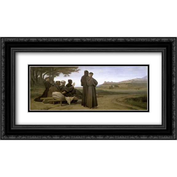 St. Francis dAssise 2x Matted 24x14 Black Ornate Framed Art Print by Benouville, Francois Leon