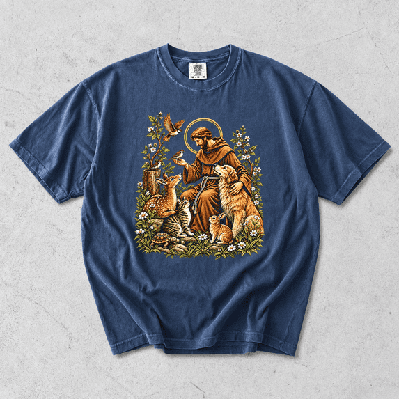 St 1 Color St. Francis of Assisi Comfort Colors T-Shirt, Patron Saint of Animals ...