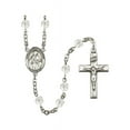 thumbnail image 1 of St. Gabriel Possenti Silver-Plated Rosary 6mm April Crystal Fire Polished Beads Crucifix Size 1 3/8 x 3/4 medal charm, 1 of 1