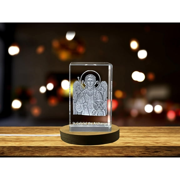 St. Gabriel, the Archangel| Patron Saint of Communication Gift | Religious 3D Engraved Crystal