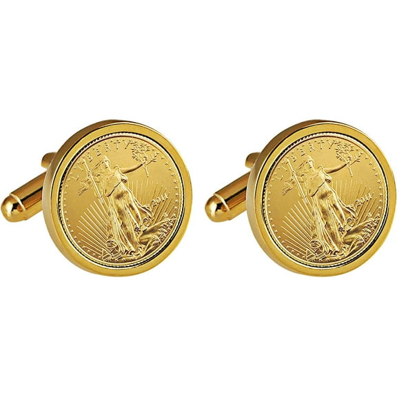 St Gaudens Design Gold Layered Replica American Eagle Coin Cufflinks , Tribute Coins , Men���s Accessories