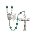 thumbnail image 1 of St. George / Army Silver-Plated Rosary 6mm December Blue Fire Polished Beads Crucifix Size 1 5/8 x 1 medal charm, 1 of 1
