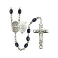 thumbnail image 1 of St. George / Army Silver-Plated Rosary 8x6mm Black Onyx Beads Crucifix Size 1 3/4 x 1 medal charm, 1 of 1