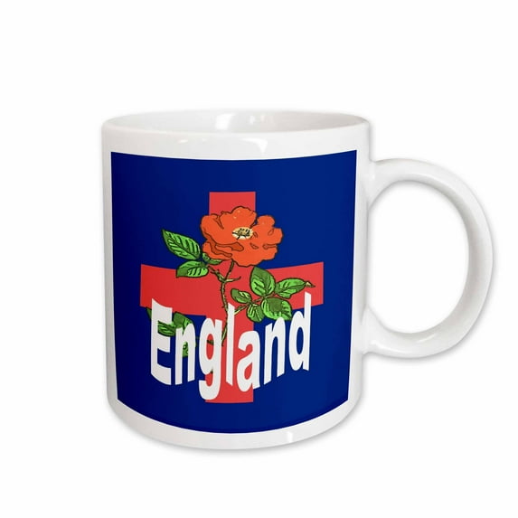 3drose, St George Cross with Tudor Rose and England Text, 11oz Mug