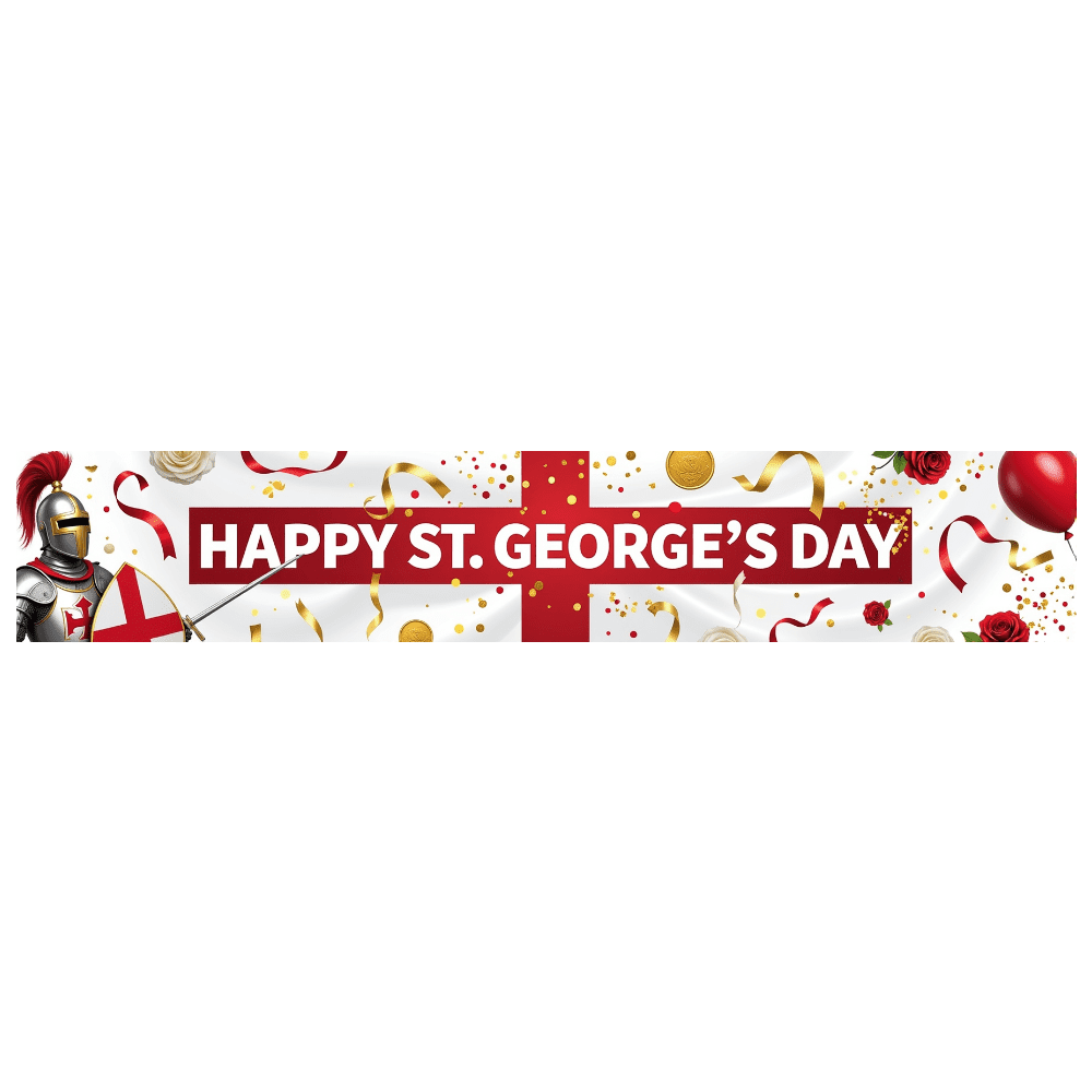St George Day Themed Banner with Knight Rose and Cross Elements Happy ...