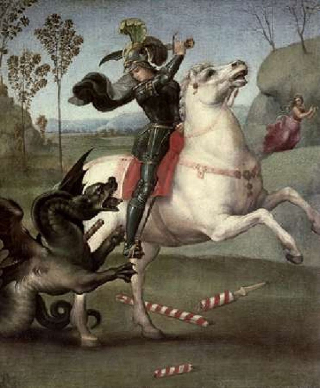 St George Fighting The Dragon Canvas Art - Raphael (20 x 24)
