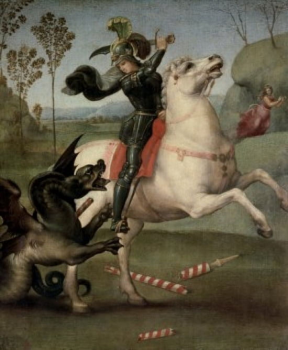 St George Fighting the Dragon Raphael (1483-1520Italian) Musee du Louvre Paris Canvas Art - (24 x 36)