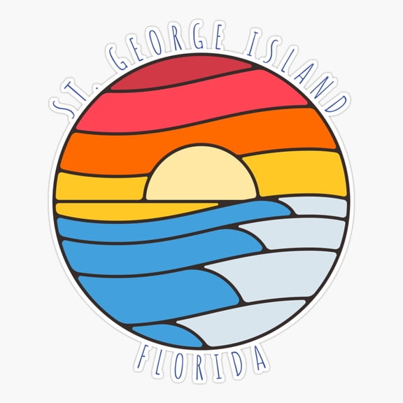 St George Island Florida Retro Sunset Sticker