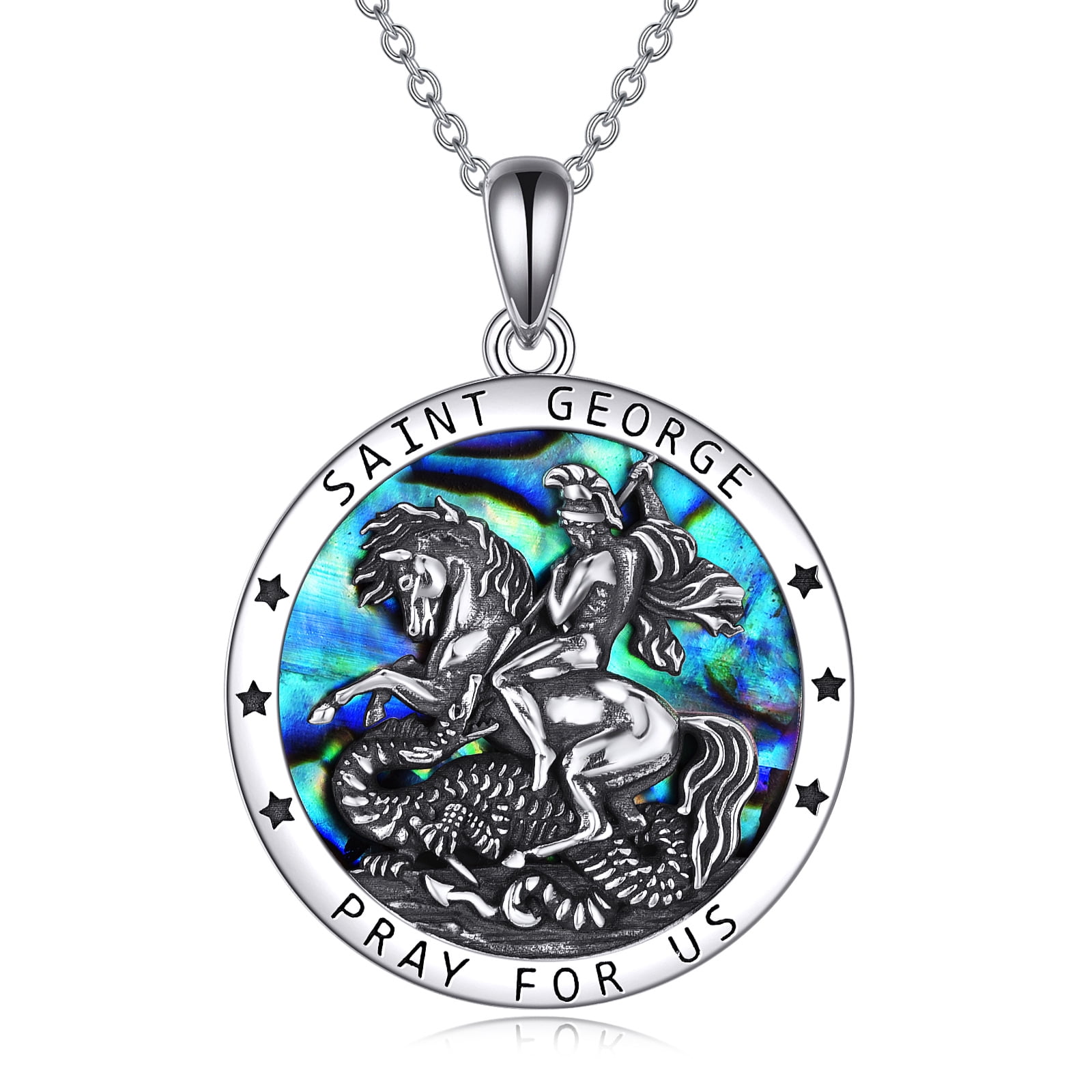 St George Necklace for Men Sterling Silver Saint George Medal ...