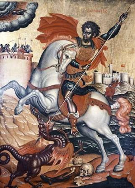 St George Slaying The Dragon Canvas Art - Tzanes (20 x 28)