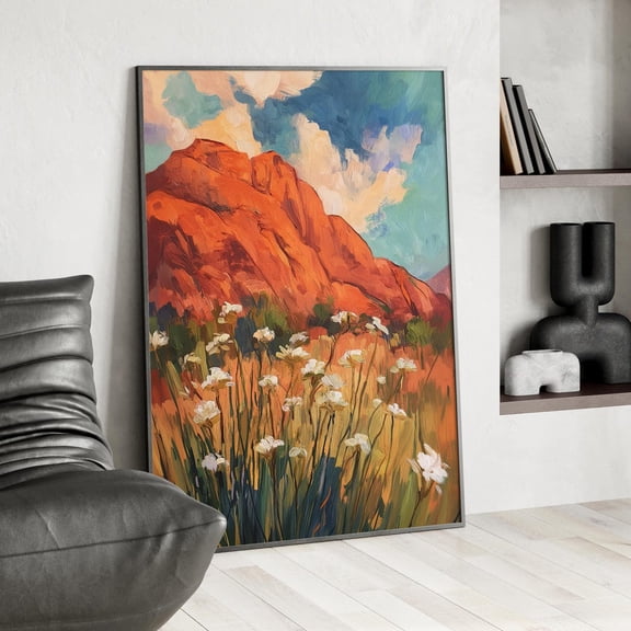 St. George Utah Red Rock Painting Big Bend National Park Texas Abstract Mountain Landscape Western Nature Decor Unframed Paper Print