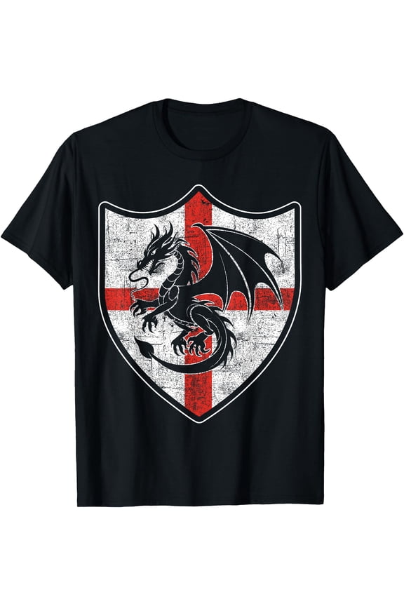 St George's cross dragon England flag English vintage shield T-Shirt, Unisex T-Shirt