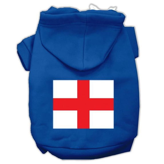 St. Georges Cross English Flag Screen Print Pet Hoodies, Blue - Medium - Size 12