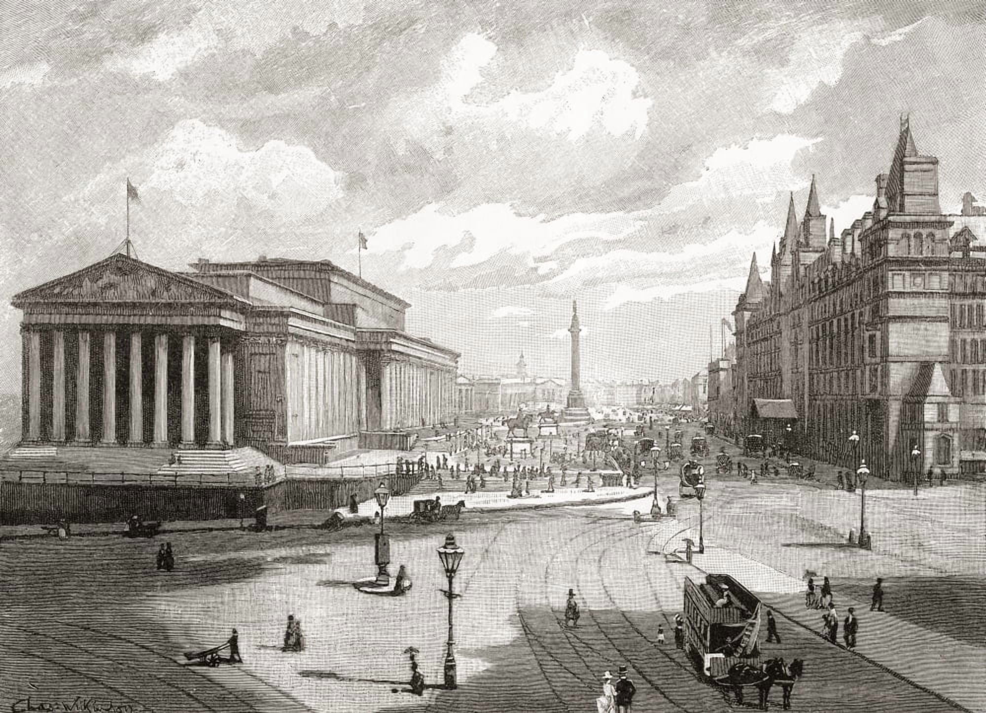 St Georges Hall and Lime Street Liverpool Lancashire England in the 19th century From Cities of the World published c1893 Canvas Art - Ken Welsh Design Pics (16 x 11)