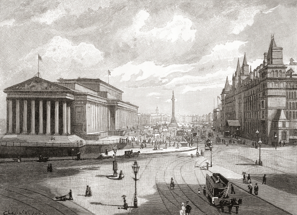 St Georges Hall and Lime Street Liverpool Lancashire England in the 19th century From Cities of the World published c1893 Canvas Art - Ken Welsh Design Pics (32 x 22)