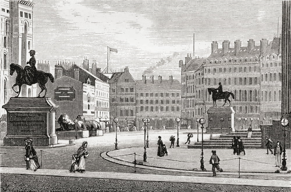 St Georges Square Liverpool Lancashire England In The Late 19Th Century From Our Own Country Published 1898 Canvas Art - Ken Welsh Design Pics (36 x 22)