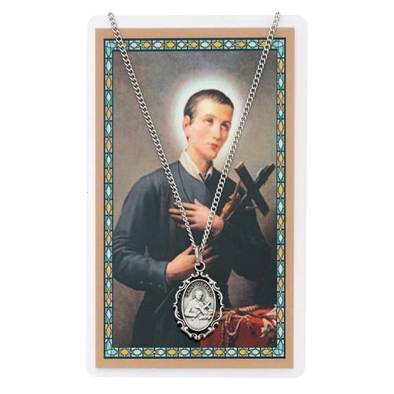 St Gerard Prayer Pewter Medal with 18 in. Silver-Tone Chain & Laminated ...