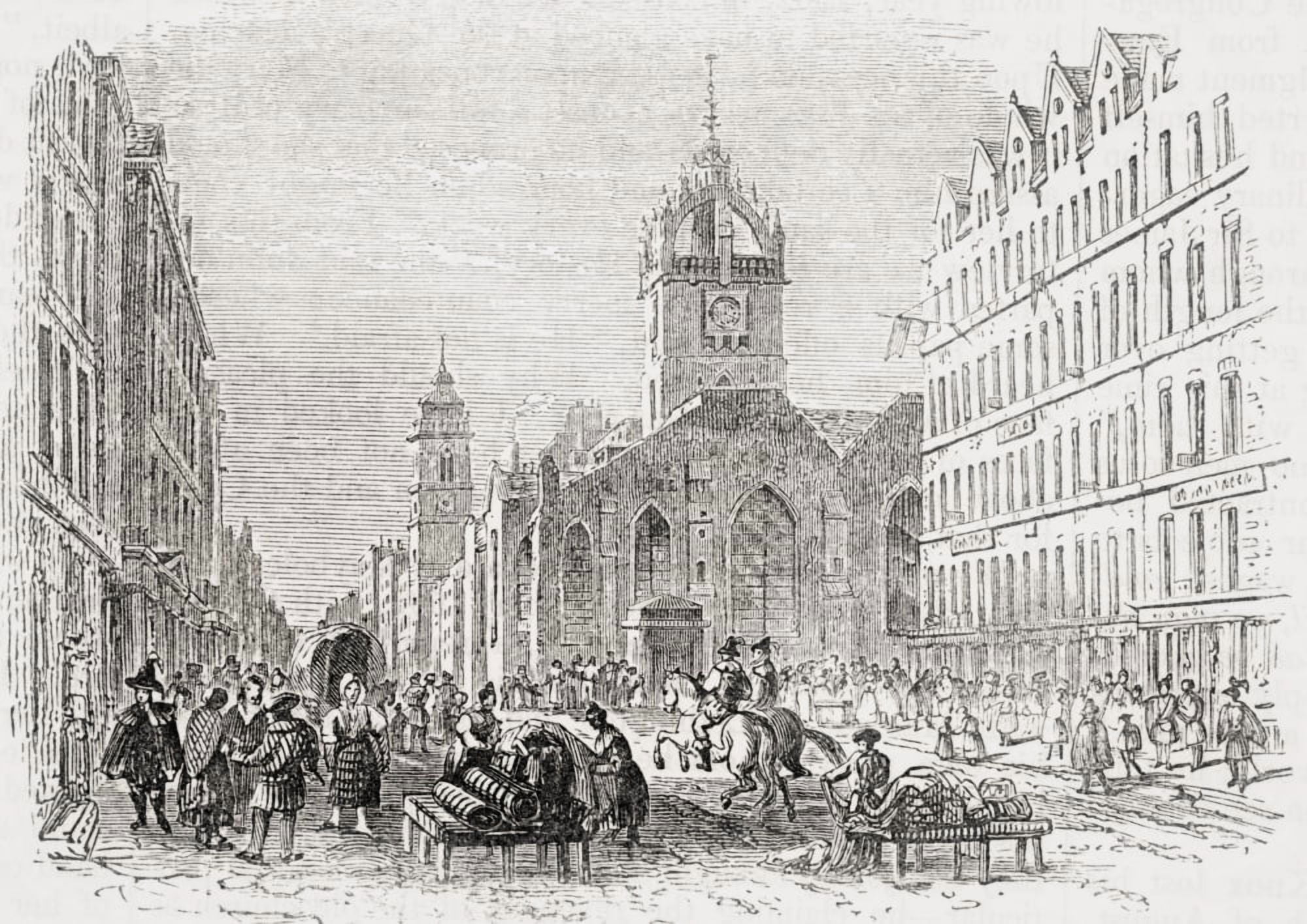 St Giles And The Old Tron Church Edinburgh Scotland 17Th Century From Old Englands Worthies By Lord Brougham And Others Published London Circa 1880s Canvas Art - Ken Welsh Design Pics (17 x 12)