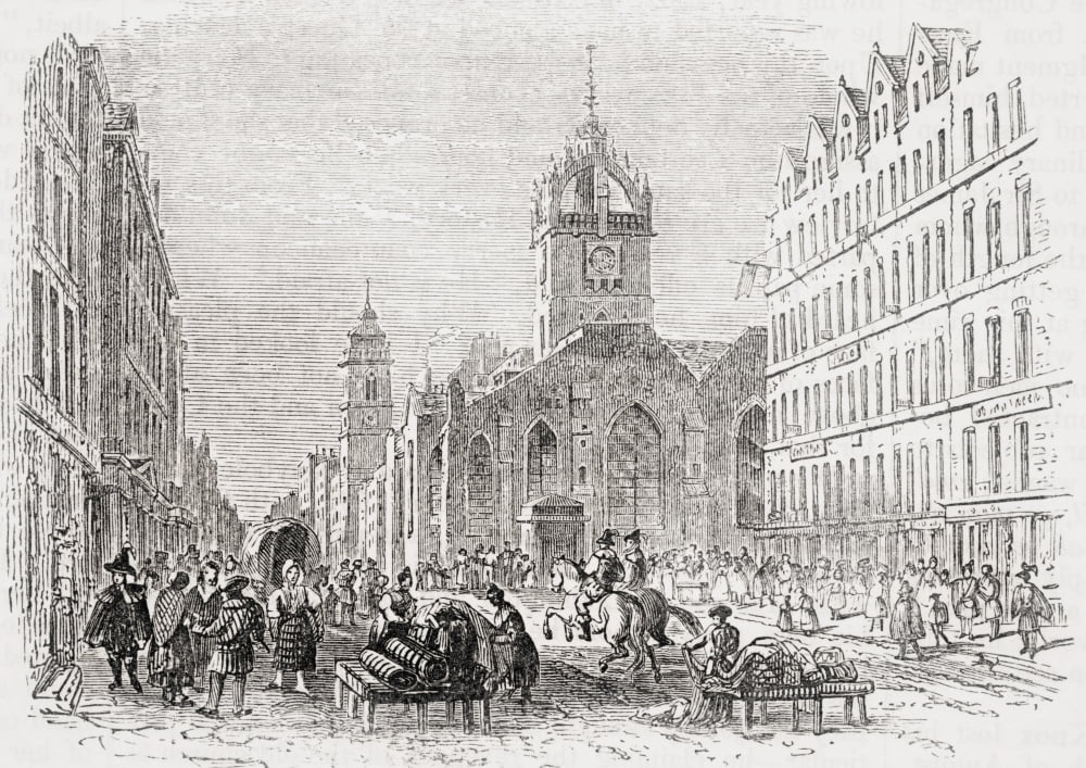St Giles And The Old Tron Church Edinburgh Scotland 17Th Century From Old Englands Worthies By Lord Brougham And Others Published London Circa 1880s Canvas Art - Ken Welsh Design Pics (34 x 24)