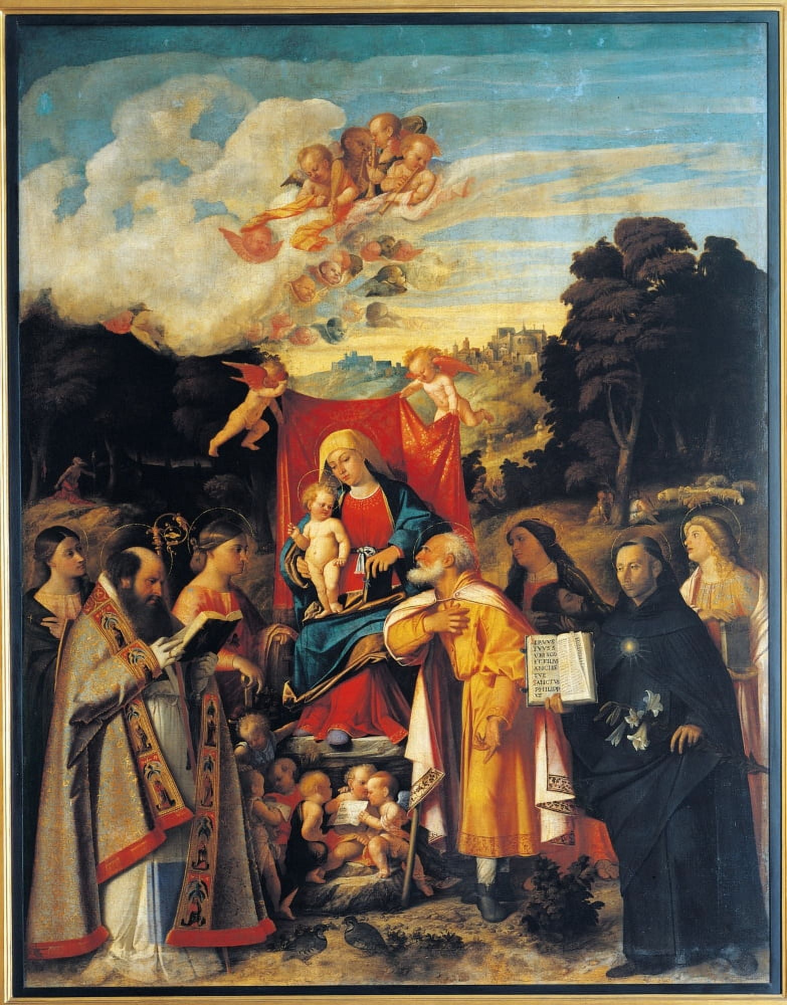 St Gotthard Altarpiece Madonna Enthroned With Angels And Saints Canvas Art - (18 x 24)