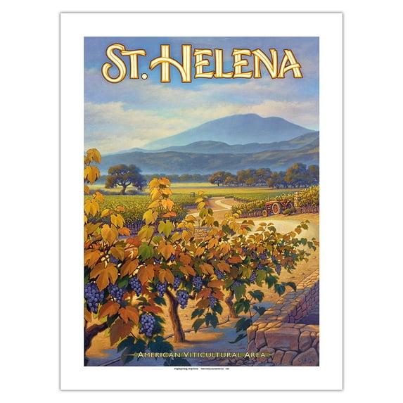 St. Helena Wineries - Collins Holystone Vineyards - California Vineyards Wine Country Art by Kerne Erickson - Fine Art Matte Paper Print (Unframed) 18x24in